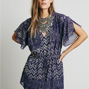 Free People Love Your Chaos Purple Silver Mini Dress